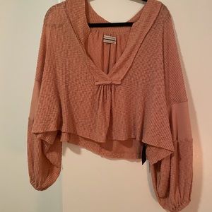 Urban outfitters pink cropped flowy blouse